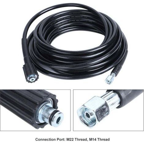 Tuyau Haute Pression 10m, M22 Filetage - Flexible Nettoyeur Haute Pression Avec Connecteur Quick Connect de Type clic pour nettoyeurs Haute Pression Krcher K2 K3 (1/4)