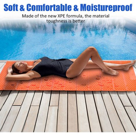 Tapis de camping en mousse d'extérieur, matelas de plage pliable, matelas imperméable (orange) (1/5)