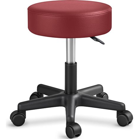 Sgabello da lavoro Sgabello girevole Sgabello Sgabello per salone estetico Sgabello per ambulatorio medico, con rotelle, rotazione libera di 360°, 10 cm di imbottitura, 8 colori diversi (Bordeaux)