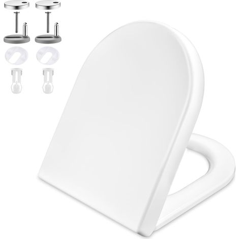 Abattant WC Premium, Forme D, Résine UF Antibactérien et Inrayable, Ne Jaunit Pas, Finition Céramique, Fermeture Silencieuse, Dégagement Rapide Nettoyage Facile (1/5)