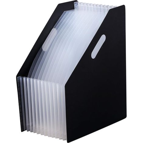 Organisateur de Fichiers Accordéon Télescopique A4, Porte-documents Plastique Noir Multicouches, Rangement Bureau Vertical pour Documents Maison et Bureau