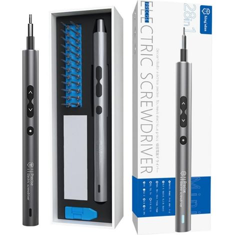 Coffret Tournevis Électrique de Précision 28 en 1 en Aluminium - Mini Visseuse Sans Fil avec 3 LED, Charge USB-C et 24 Embouts Magnétiques (1/5)