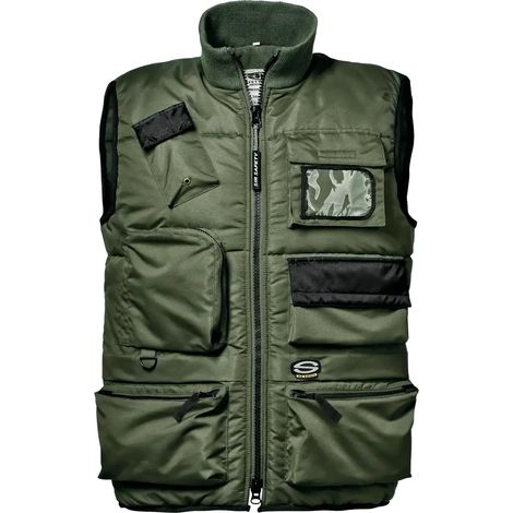 SIR SAFETY SYSTEM KAISER Gilet de travail matelassé multipoches vert foncé Taille XL