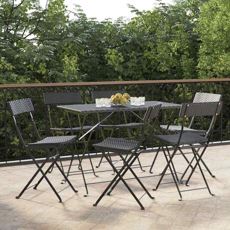 vidaXL Chaises pliantes 6 pièces en polyrotin noir et acier (1/5)