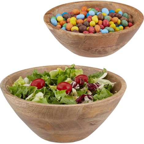 Juego de 2 ensaladeras de madera de mango (1/5)