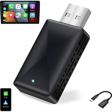 Adaptateur CarPlay sans Fil, 2 en 1 Cle USB Carplay sans Fil pour iOS 10+/Android, Plug & Play, Connexion Stable sans Délai, pour Voitures équipées de Carplay Filaire (1/5)