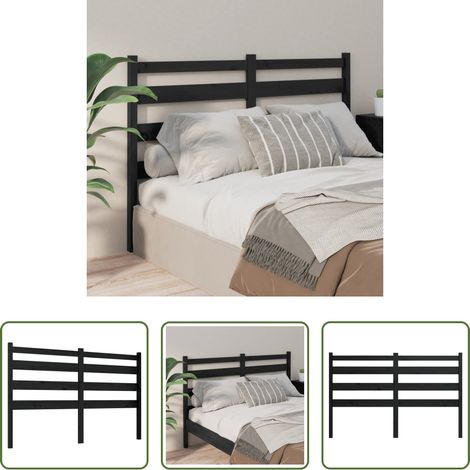 vidaXL Cabecero de cama madera maciza de pino negro 146x4x100 cm (1/5)