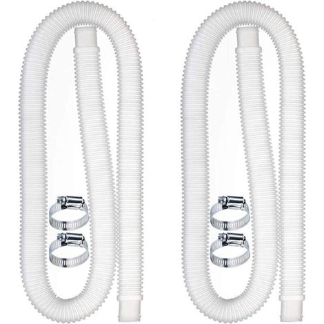 2 PCS Tuyau de Remplacement pour Piscine, Accessoires de Tuyau de Pompe À Filtre avec 4 Clips Métalliques (1/5)