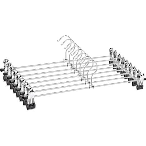 Lot de 8 Cintres en Fer Métal Chromé 40cm, pour Pantalons Jupes Chaussettes sous-Vêtements, Cintre Antidérapants avec Pinces (1/5)
