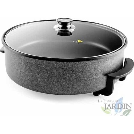Suinga – Marmite électrique 1500W 40cm – Surface antiadhésive – Couvercle en verre avec valve de sécurité – Thermostat réglable