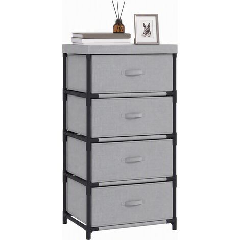 Commode à structure en acier et 4 tiroirs, 42 x 32 x 80 cm, gris/noir (1/5)