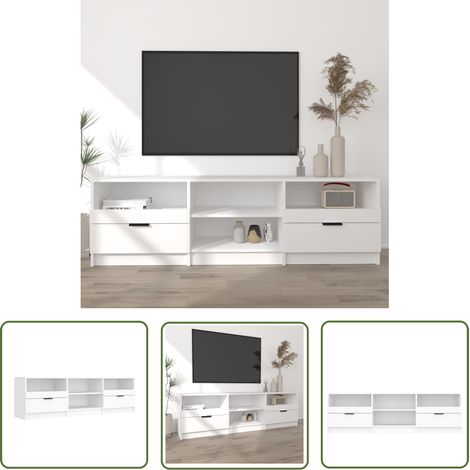The Living Store Meuble TV Blanc 150x33,5x45 cm Bois d'ingénierie - Meubles Tv - Meuble Tv - Support Tv - Unité Tv - Meuble Design (1/5)