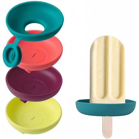 Soportes para helados, 4 piezas, Soporte antigoteo, Silicona, Tapón antigoteo, Recolector de conos de helado, Apto para polos y barras de helado (1/5)