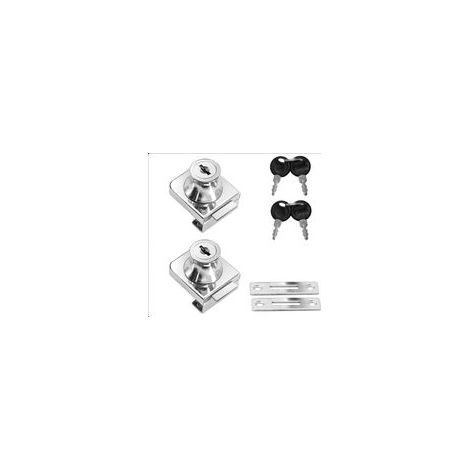 Lot de 2 Pcs Serrure Porte en Verre en Alliage de Zinc,Serrure de porte de vitrine d'armoire,Serrure Armoire Antirouille Serrure Porte,pour Porte en Verre de 5 12 Mm Sans Perçage,avec 4 clés