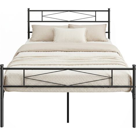 HOMCOM 4ft6 Double Bed Frame with Steel Slat Support, Noise-Free, Black (1/5)