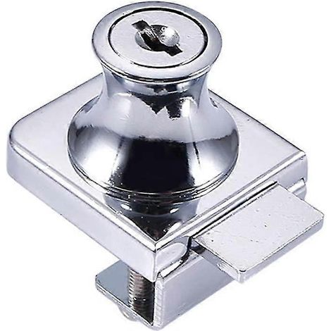 Serrure pour porte vitrée, serrure en acier chromé, serrure pour moustiquaire en verre, serrure pour portes vitrées, serrure pour armoire, pour porte vitrée sans perçage avec 2 clés-AquaForge (1/3)