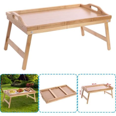 Table pliante - VODOOL - Multifonctions - Bambou - 50x30x23 cm - Portable