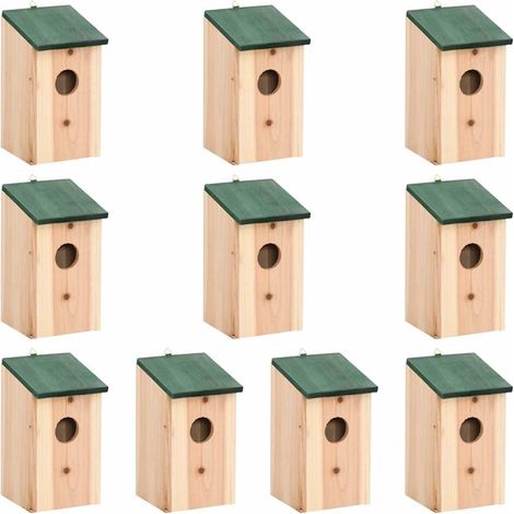 vidaXL Casa para pájaros 10 unidades madera maciza de abeto 12x12x22cm (1/2)