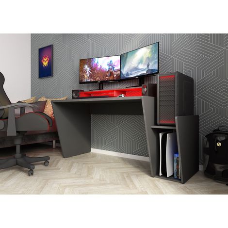 Escritorio gamer 149 8x85 5 cm gris oscuro - Anzio
