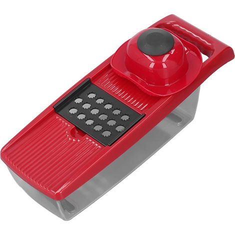 Gemüseschneider mit Behälter, 5 Klingen, Zwiebel- und Kartoffelhacker, Gemüsereibe, Obstraspel-Set, Rot (1/5)
