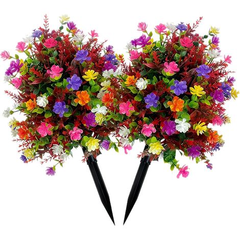 Deux fleurs artificielles d'extérieur de 45 cm de long, parfaites pour décorer les jardins, les cours et les cimetières au printemps. (1/5)