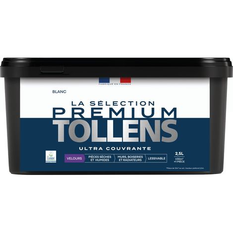Tollens - Peinture intérieure couleurs - La Sélection Premium Velours - Ultra Couvrante - Blanc 2,5 L - 30m²