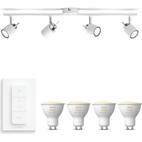 Philips Hue Meranti Aufbauspot mit 4 Lichtpunkten GU10 (Weiß) Warm bis Kaltweißes Licht - Inkl. 1 Dimmschalter - White Ambiance (1/5)