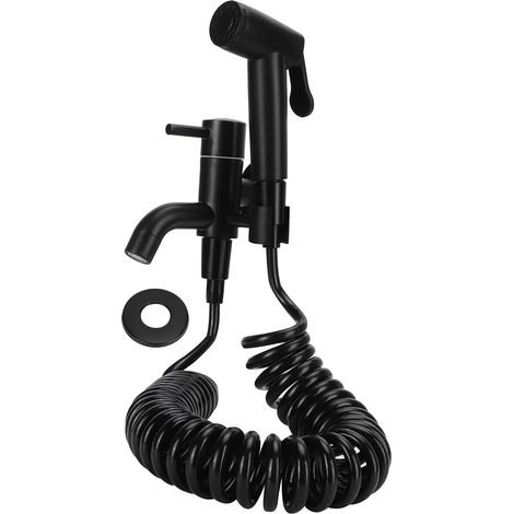 Douchette WC Noire Alliage Haute Pression Accessoire Salle de Bain G1/2 (1/5)