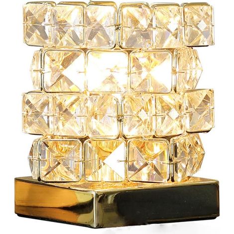 Lámpara de mesa de cristal, creativa y decorativa, moderna lámpara de noche con base E27, ideal para dormitorio, sala de estar y comedor (A)