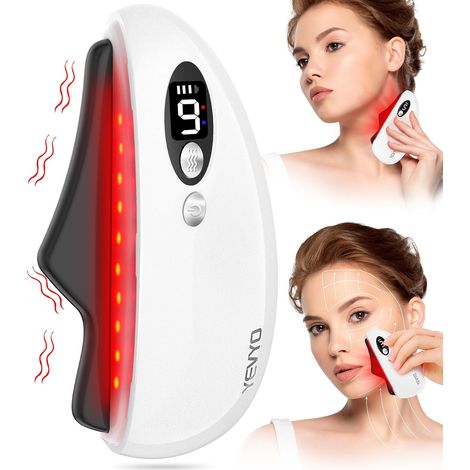 Elektrisches Gua Sha-Gesichtsmassagegerät aus schwarzem Obsidian für Gesicht, Kinn, Hals und Körper, beheizter, vibrierender Gua Sha-Stein zur Gesichtsmodellierung (1/5)