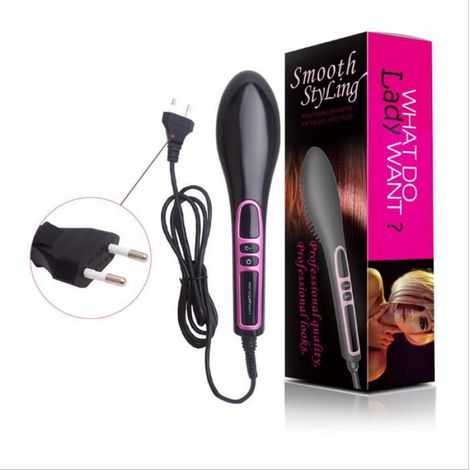 Anion lcd anti-brûlure électrique lisseur - - cheveux lisseur cheveux peigne de coiffure peigne de beauté noir norme eur (1/4)