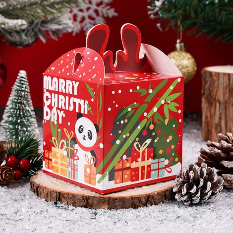 Boîte cadeau/pour pomme de Noël – Emballage pour le réveillon de Noël – Boîte à bonbons – Boîte cadeau de Noël illustrée (Lot de 20) – Motif petits bois de renne [Longueur : 8,3 cm] (1/5)
