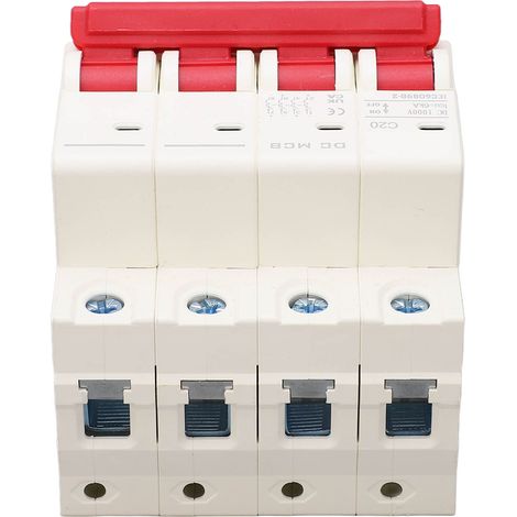 Disjoncteur miniature 4P 20A 1000V DC, rail DIN, protection surcharge et court-circuit 6kA, interrupteur de sécurité (1/5)