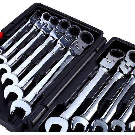 Clé à cliquet flexible 12 pièces, jeu d'outils de garage auto, clés mixtes articulées 8-19 mm (1/5)