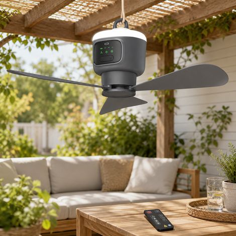 HEMVOR Ventilateur de Plafond Portable Rechargeable USB Gris 45cm (1/5)