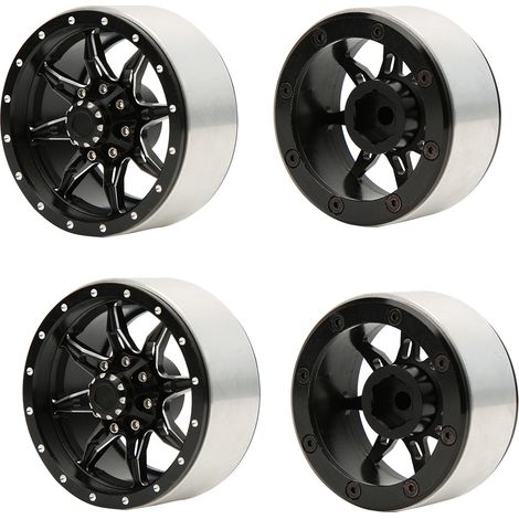 Stück/Packung 1,9 Zoll robuste Aluminium-Felgen, universell für 1/10 RC Crawler, schwarz (1/5)