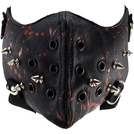 Masque en cuir Steampunk pour motard, demi-masque Airsoft, style punk cool, rivets, masque de bal masqué noir