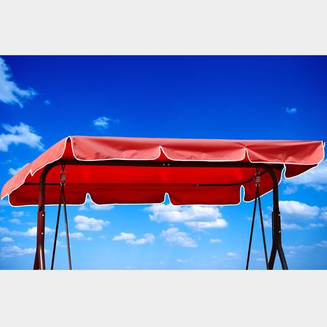 Toit de rechange pour balancelle de 210 x 145 cm, imperméable, coupe-vent, tissu en polyester, anti-UV (rouge, dimensions à plat 250 x 190 cm) (1/5)