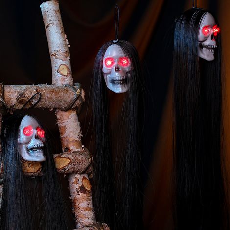 Halloween-Dekoration: Hängende und kriechende Geister mit langen Haaren, Spukhaus-Atmosphäre, gruselige Party, Deko-Accessoires, 2er-Set (1/3)