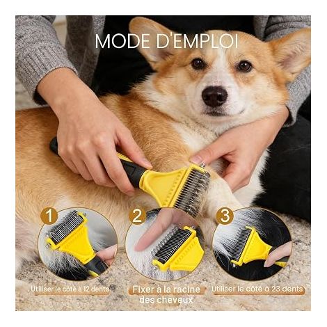 Brosse Chien Chat Démêloir Double Face Poils Longs Courts (1/2)