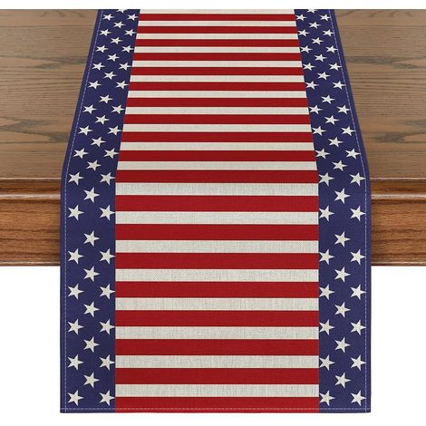 chemin De Table Dcoratif D't 33 X 180cm (usa Independence Day), Chemin De Table En Toile De Jute Pour Mariage T Automne Fte Dcoration Extrieure (1/4)