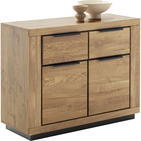 Commode 2 portes 2 tiroirs 102x40x80cm en chêne - LIRI