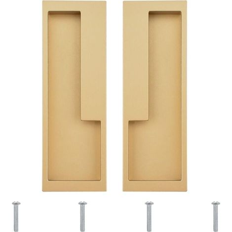 Set di 2 maniglie per porte scorrevoli in lega da incasso con viti nascoste, moderne e semplici per cassetti, armadi, guardaroba (oro opaco) (1/4)