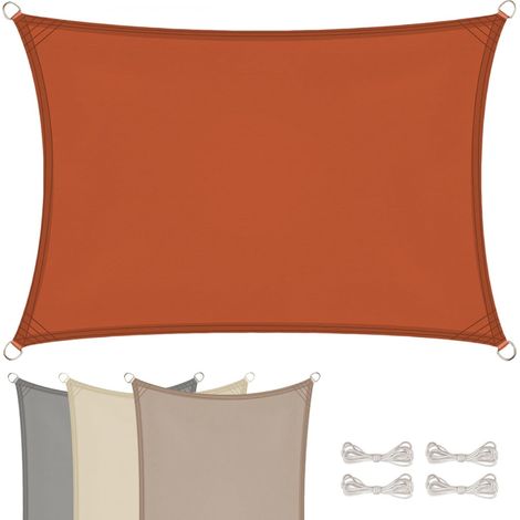1 Voile D'ombrage Rectangulaire, Polyester Imperméable 160g/m², Résistant UV, Cordes Nylon Incluses, Pour Terrasse Jardin Patio (1/4)