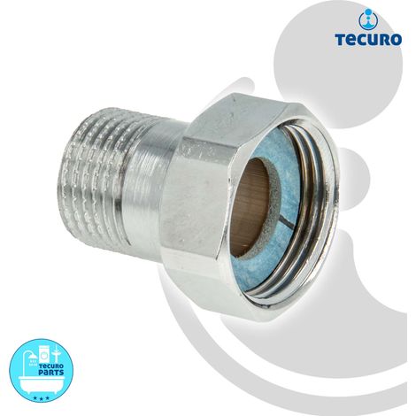 tecuro Verschraubung mit Überwurfmutter x Außengewinde, Messing glanzverchromt ÜWM 3/4 Zoll x AG 1/2 Zoll