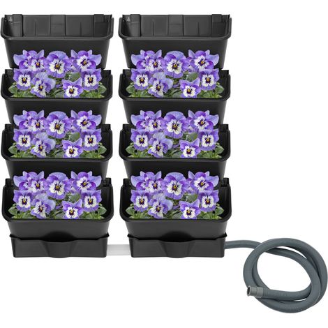 Jardinière verticale Pot de plantation mural 8 pièces pot de fleurs à Suspendue avec 2M tuyau et 2 plateaux de drainage - intérieur et extérieur - pour Cour,Jardin,Balcon (Noir) (1/5)