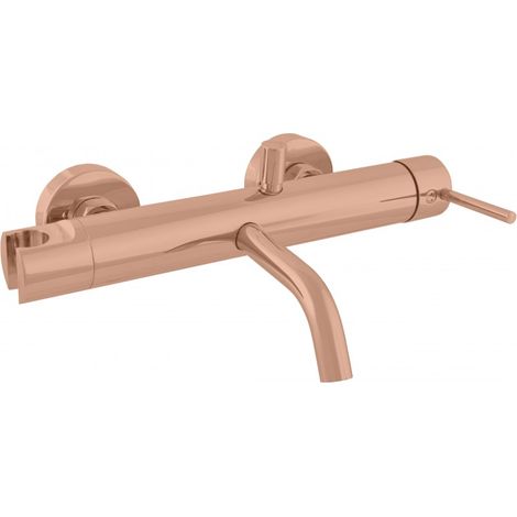 Mitigeur de baignoire mural à long bec SEINA en laiton rose gold poli (1/3)