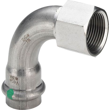Viega Codo de transición Sanpress Inox 90 grados, d 22mm, Rp 3/4 Acero inoxidable Modelo 2314.5, 437114
