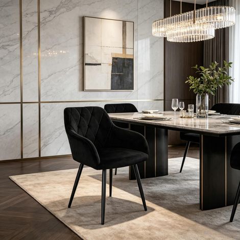 Chaise rembourrée confortable, chaise de salle à manger avec accoudoirs, chaise fonctionnelle, chaise design avec siège rembourré, chaise de salon, chaise de loisirs, chaise de chambre (uniquement ave (1/5)