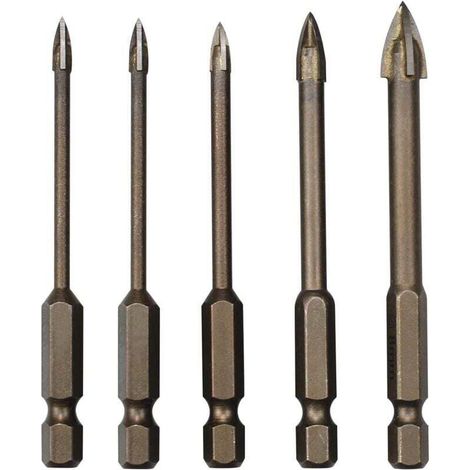 Set mit 5 universellen Dreieckbohrern, ideal für Fliesen, Glas, Beton, Marmor und Keramik – Durchmesser 3/4/5/6/8 mm – KZQ
